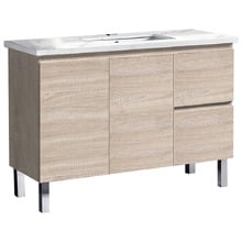 Vitrus 1200mm Oak Freestanding Single Vanity with 50mm Stone Countertop & Undermount Basin
